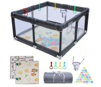 21 .65 in.H Removable Enclosures for Indoor and Outdoor, Baby Playpen with Zipper Gate and Mat