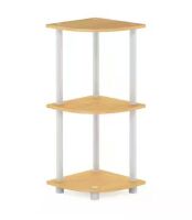 Furinno Turn-N-Tube 29.6 in. Beech/White Reversible 3-Shelf Corner Open Shelf