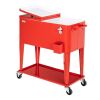 80 Quart Portable Outdoor Patio Rolling Cooler Cart Red