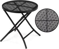 VINGLI Outdoor Folding Side Table with Chic Hollow Pattern