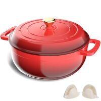ROVSUN 7.5 QT Enameled Cast Iron Round Dutch Oven Red