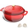 ROVSUN 7.5 QT Enameled Cast Iron Round Dutch Oven Red