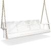 VINGLI 5 FT 3-Seater White Wooden Porch Swing with Hanging Chains
