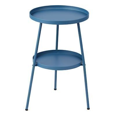 15.16-Inch Trapezoidal Double-Layer Round Tray Garden Iron Side Table