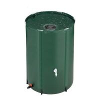 VINGLI 100-Gallon Green Collapsible Rain Barrel with Filter Spigot Overflow Kit