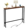 39.37in Brown Triamine Iron Entryway Table with Plugs