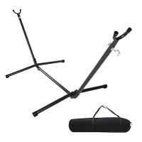 110 in. Metal Height Adjustable Portable Hammock Stand in Black