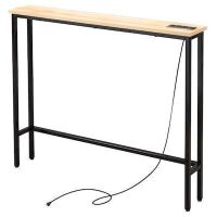 39.37in Oak Triamine Iron Entryway Table with Plugs