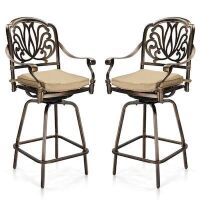 VINGLI Outdoor Swivel Bar Stools Cast Aluminum Set of 2