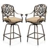 VINGLI Outdoor Swivel Bar Stools Cast Aluminum Set of 2