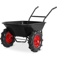 Dual-Wheel Wheelbarrow w/Built in Stand, 500lb Capacity, Extra Large Wheels