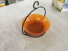 Cuban Hanging Bird Bath or Feeder, Recycled Glass, 20.3 oz Capacity, Orange - 2