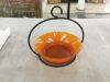 Cuban Hanging Bird Bath or Feeder, Recycled Glass, 20.3 oz Capacity, Orange - 3