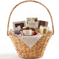 Handwoven Medium Gift Basket w/Collapsible Handle For Celebrations, 15 Inch