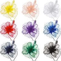 Tigeen 9 Pcs Fascinator for Women Tea Party Hat Headband Cocktail Veil Flower Feather Mesh Derby Hat for Wedding Church