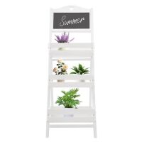 3 Tier Plant Stand, Foldable Wooden Plant Rack with Chalkboard