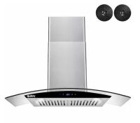 AKDY 30 in. 217 CFM Convertible Wall Mount Range Hood in Stainless Steel w/ Tempered Glass, Black Touch Panel, Carbon Filters