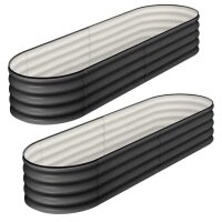 Set of 2 Galvanized Raised Garden Beds (4.5x2x1ft) Open Base Planter Boxes for Vegetables Flowers and Fruits