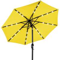Solar LED Lighted Patio Umbrella w/ Tilt Adjustment, UV-Resistant - 10ft