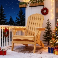 Folding Wooden Adirondack Chair Folding Wood Accent Wood Single Chair for Outdoor and Indoor, Wood Lounge Chair