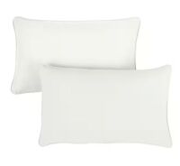 SORRA HOME Sunbrella Canvas Ivory Rectangular Outdoor Corded Lumbar Pillows (2-Pack)