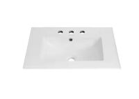 Swiss Madison 24 in. 3-Hole-White Ceramic Vanity Top with 8 in. Widespread Faucet Holes