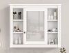 Polibi 35 in. W x 28.7 in. H Rectangular MDF Medicine Cabinet in White with Mirror and 6-Open Shelves