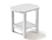 17 in. White Oval Patio Outdoor Side Table with Storage