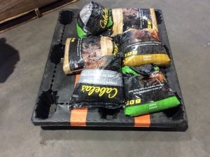 Pallet of Wood Pellets, Some Open Bags