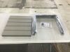 Square Gray Metal Frame Plastic Wood Grain Table Top Outdoor Coffee Table Modern Industrial Style - 2