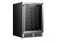 Vissani 23.4 in. Single Zone 54-Bottle / 164-Can Freestanding Wine and Beverage Cooler Reversible Doors in Stainless Steel