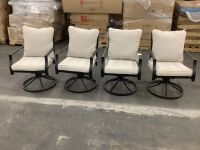 4 Outdoor Patio Swivel Chairs & Table - Table Missing 2 Legs
