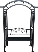Oakland Living Black Aluminum Garden Arbor Arch with 2-Seater Bench