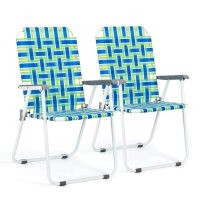 VINGLI Classic 2 Pack Blue Metal Beach Chair Outdoor Beach Chair Portable Dining Chair for Outdoor Yard