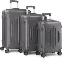 Karl home Hardside Luggage Set 3 Piece with TSA Lock, Dark Grey, 20/24/28