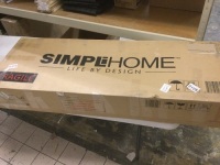 Simpli Home Ryder Console Table in Natural Aged Brown and Gray. Has damage on the top. Hardware is loose. Unknown Condition