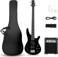 4 String Electric Bass Guitar with 20 Watt Amplifier, PJ Type Pickup