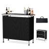 VINGLI 39.5W x 34.5H 2-Tier Portable Bar Table with Black Skirt