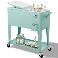 VINGLI 80 Quart Rolling Ice Chest with Shelf