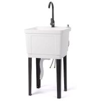 21 Gal Freestanding Plastic Utility Sink With Stainless Steel Faucet