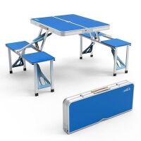 VINGLI 4-Ft Portable Folding Picnic Table with 4 Seats and Umbrella Hole, 220 Lbs Support