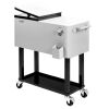 80 Quart Portable Outdoor Patio Rolling Cooler Cart Gray
