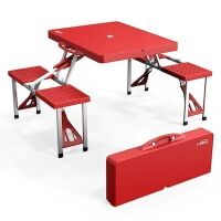 VINGLI 4-Ft Portable Folding Picnic Table with 4 Seats and Umbrella Hole, 220 Lbs Support Aluminum Frame