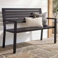 Outdoor Metal Patio Garden Bench, 790lb Capacity, Steel Slatted Seat