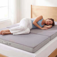 4in Portable Mattress Topper, Tri-Fold Mattress Pad - Gray twin xl