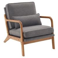 VINGLI Mid Century Modern Accent Chair Linen Dark Grey