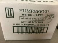 12 bottles of Humphreys Witch Hazel 3.3oz GRAPEFRUIT
