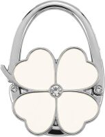 Chedin Clover Design Foldable Handbag Hanger&ndash;Portable Purse Hook Holder for Table,Counter,Bar & Desk&ndash;Space-Saving Bag Stand with Anti-Slip Grip(White)