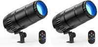 Lot of (3) 20W Pinspot RGBWYP+Cyan LED Beam Spot Light with Remote, 2 Pack