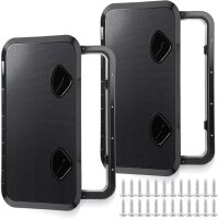 2 Pcs Marine Boat Deck Hatch 24" x 14" Boat Access Hatch & Lid, 180 Hinge Strong Recessed Handle for Marine Yacht Rv Truck Vent Accessories, Easy to Install (Black)